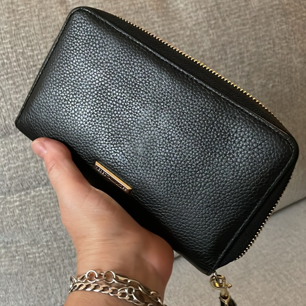 Rebecca Minkoff Regan wallet wristlet iPhone plus real black leather studs